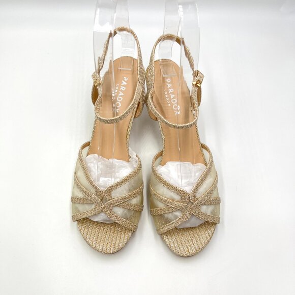 Paradox London Womens Size 7.5 Helice‎ Champagne Gold Dress Sandals Heels Shoes - Picture 3 of 13